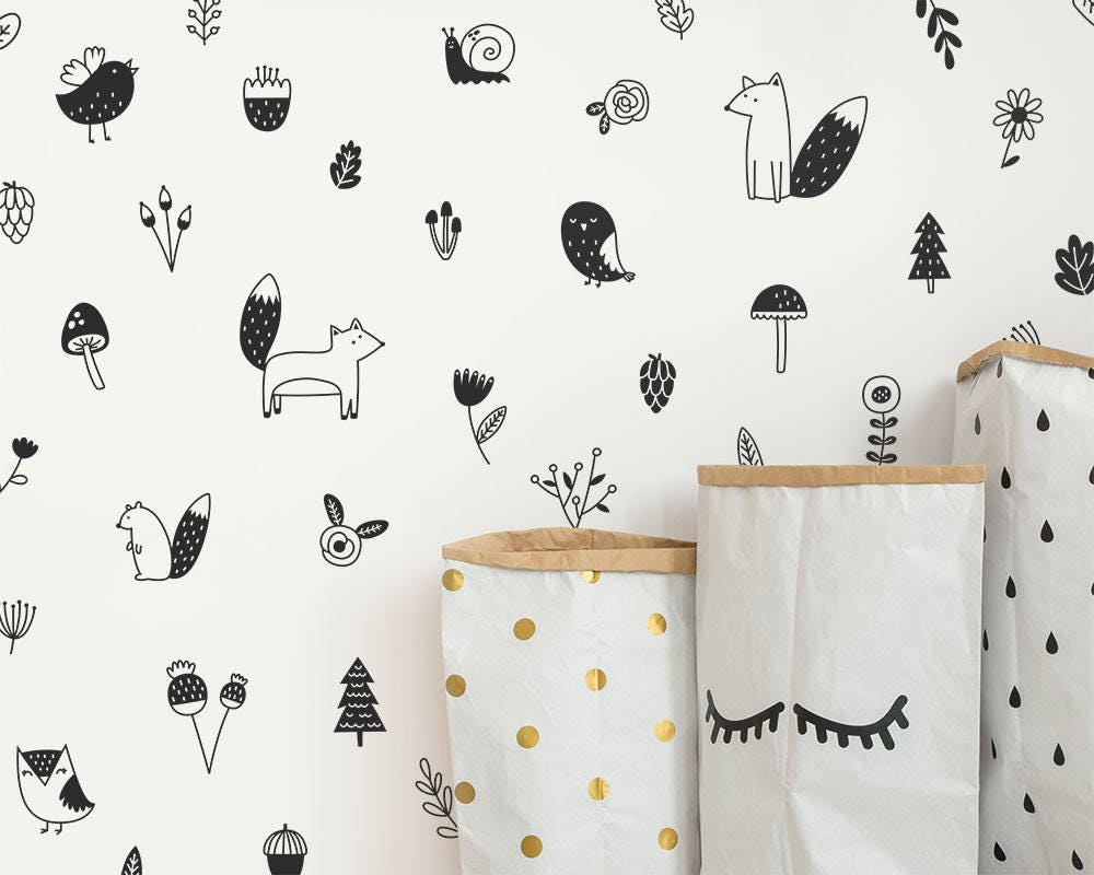 Woodland Wall Decals Woodland Nursery Decor Nursery Decals Etsy UK