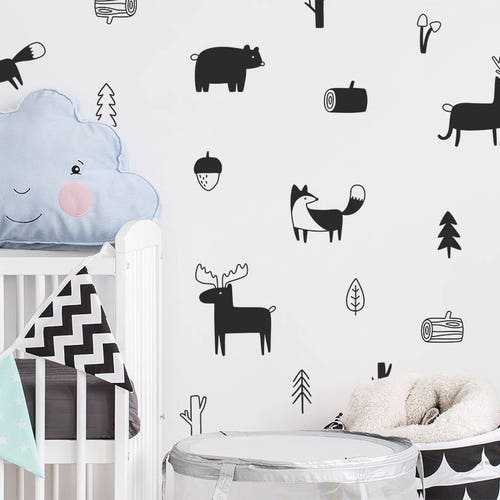 Woodland Wall Decals Woodland Nursery Wall Stickers Nursery Etsy