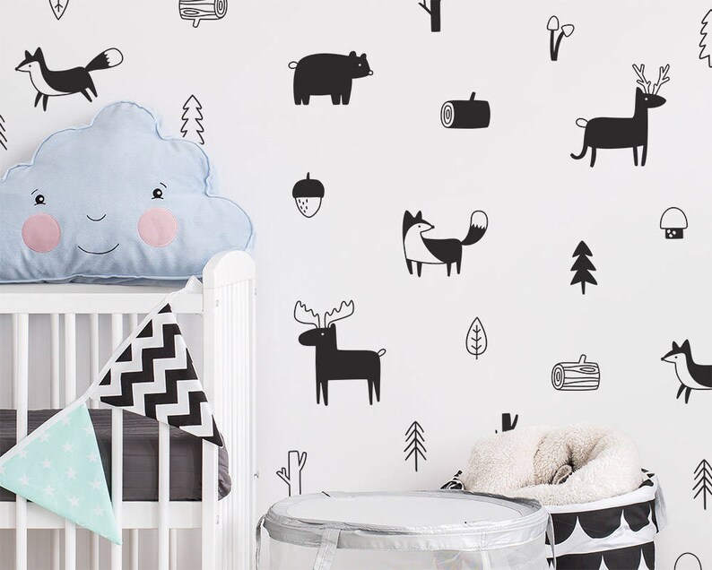 Woodland Wall Decals Nursery Decals Forest Decals Tree Etsy Canada