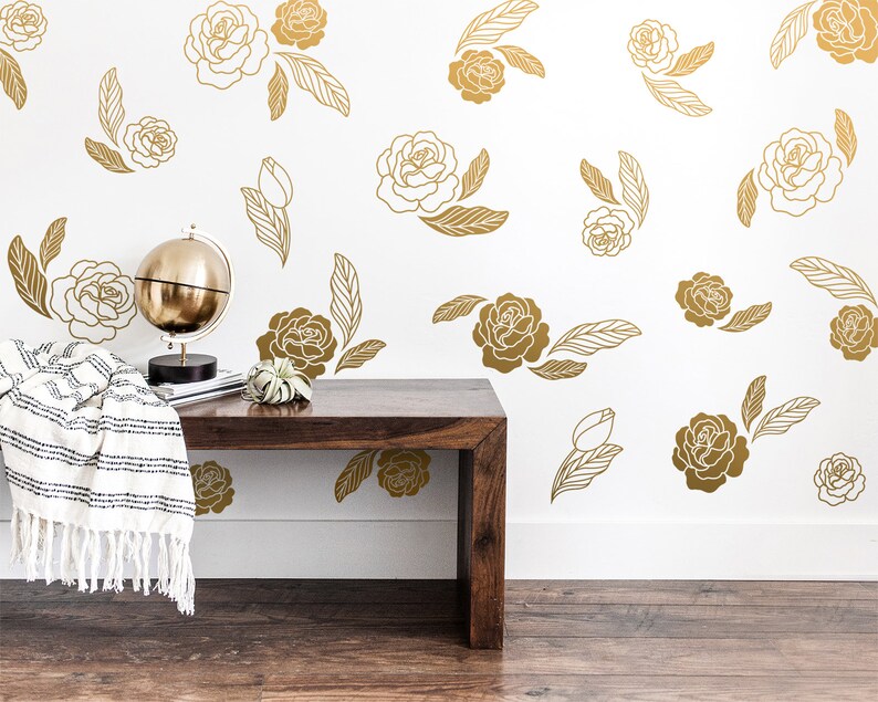 Floral Wall Decals Flower Blossoms Leaf Decals Floral Wall - Etsy France