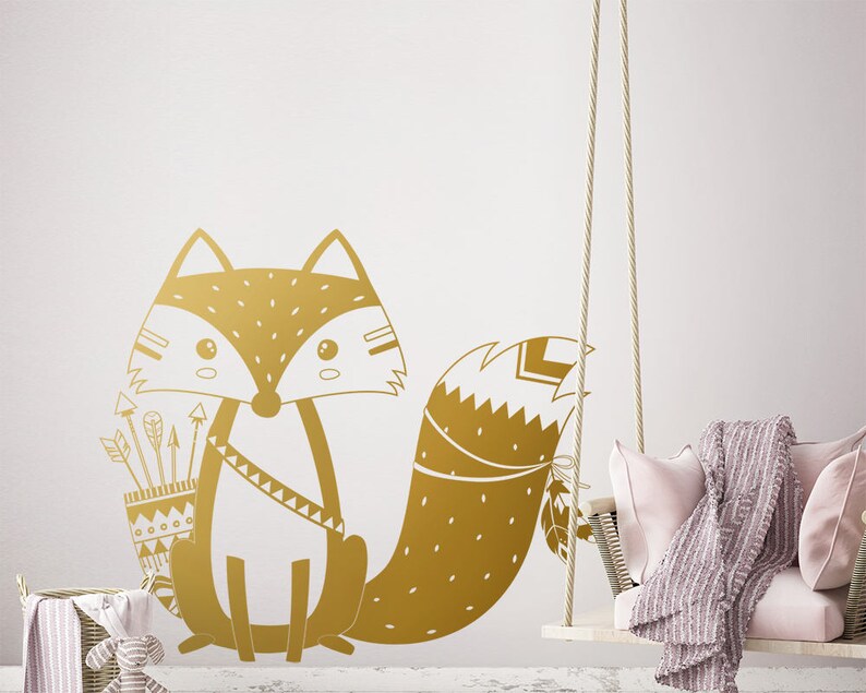 Tribal Fox Wall Decal Tribal Fox Nursery Decal Woodland Fox Etsy