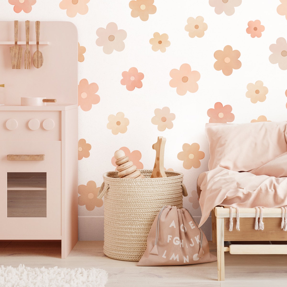 Daisy Wall Decals Watercolor Daisy Wall Stickers, Floral Wall Art, Reusable and Removable Flower Wall Stickers - Etsy