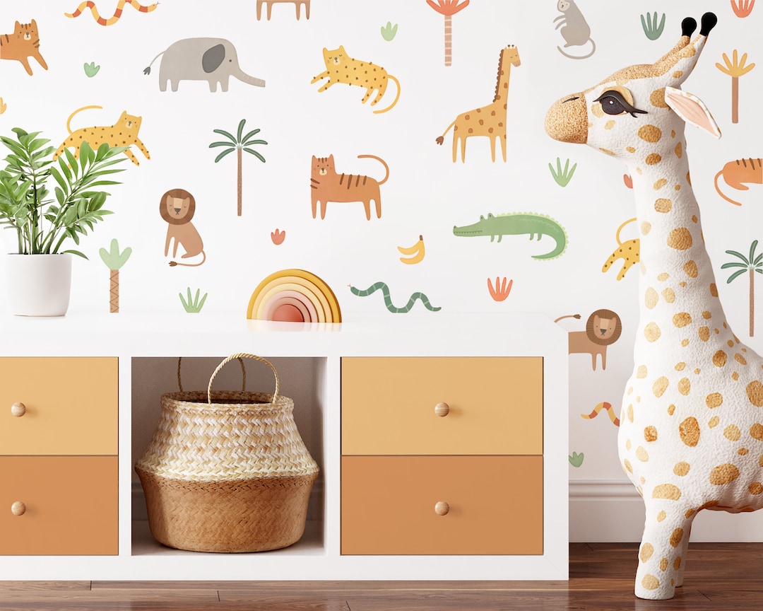 Jungle Wall Decals - Safari Animal Nursery Decor, Kids Room Decal ...