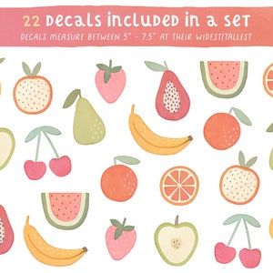 Fruit Wall Decals Nursery Decor, Watercolor Fruit Wall Art, Kids Wall Decal, Reusable and Removable Wall Stickers image 2