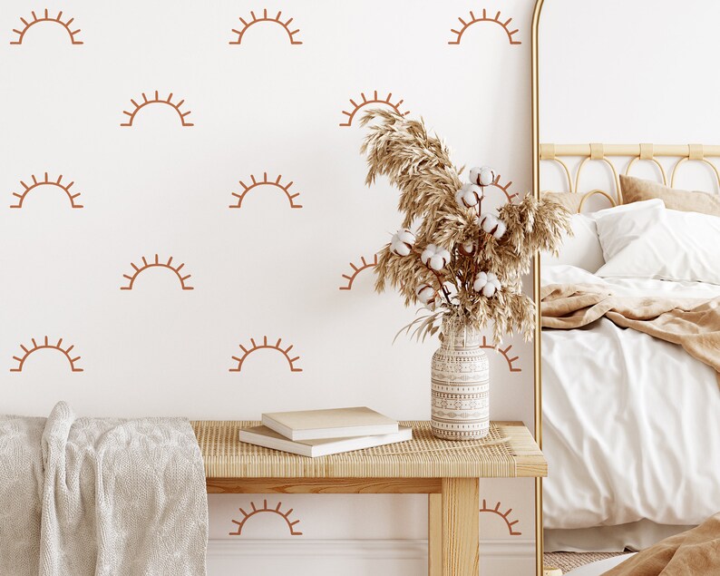 Boho Sun Wall Decals Sunshine Wall Stickers Neutral Etsy