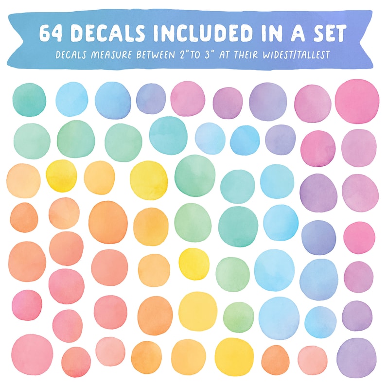 Watercolor Rainbow Polka Dot Decals - Nursery Wall Decor, Kids Room Art ...
