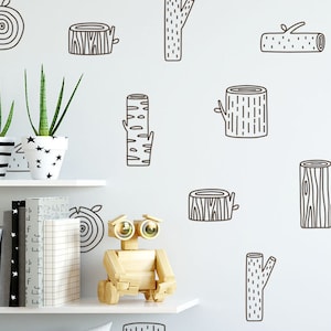 Tree Wall Decals - Log Decals, Woodland Nursery Decals, Forest Wall Decals, Kids Wall Stickers, Cute Woodland Stickers