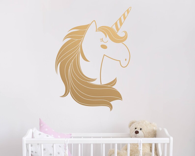 Unicorn Wall Decal Cute Unicorn Decal Kids Wall Decal Etsy