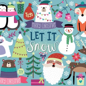 Christmas Clipart - Holiday Clipart, Cute Digital Christmas Clip Art, Woodland Christmas Digital Download, Christmas DIY