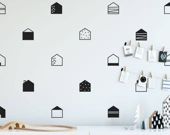 Scandinavian Style Wall Decals - House Wall Decals, Geometric Decals, Nursery Decals, Scandinavian Nursery, Scandi Wall Decor