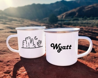 Personalized Camp Mug - Custom Name Mug, Personalized Mug, Adventure, Wanderlust, Personalized Gift, Custom Gift, Hiking Gift, Desert Gift