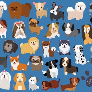 Dog and Puppy Clipart Set - 29 Hand Drawn Vector & PNG Files 300 DPI - Cute, Unique, Hand Drawn Dogs and Puppies Design Elements Clip Art