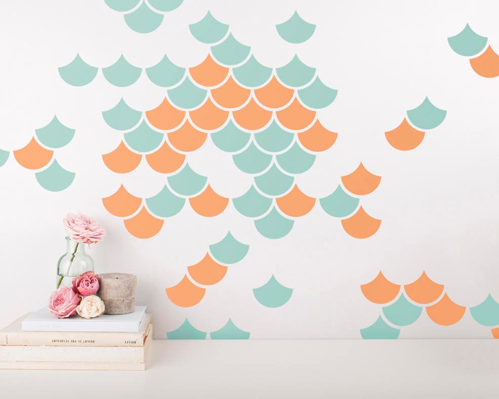 Mermaid Scale Wall Decals 2color Wall Decals Nursery Etsy