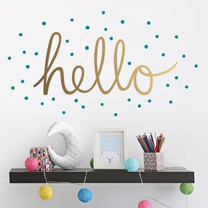 Hello Wall Decal - Hand Drawn Vinyl Wall Decal, Confetti Wall Decal, Cute Wall Quote Sticker, Nursery Wall Decal, Kids Bedroom Wall Decal