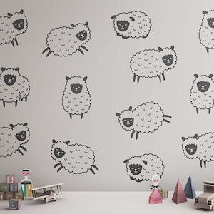 Sheep Wall Decals - Nursery Decals, Animal Decals, Cute Nursery Wall Decals, Kids Room Wall Decor