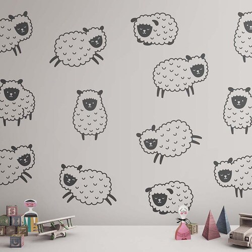 Sheep Wall Decals Nursery Decals Animal Decals Cute Etsy
