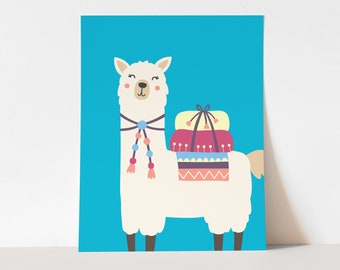Alpaka Art Print - Digitale Wand Kunst, Alpaka Kinderzimmer Dekor, druckbare Spielzimmer Wandkunst, Kinderzimmer Lama Dekor
