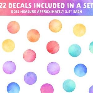 Watercolor Rainbow Polka Dot Decals Removable, Reusable Wall Stickers Nursery Decor, Kids Room Wall Art image 2
