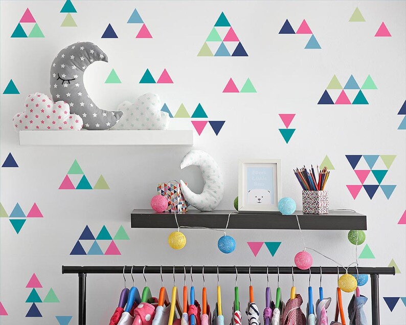 Triangle Wall Decals Colorful Vinyl Wall Decals Nursery Etsy