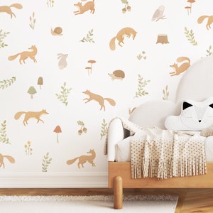 Woodland Animal Wall Decals - Removable, Reusable Wall Stickers - Woodland Nursery Decor, Fox Wall Decals, Forest Kids Room Decor