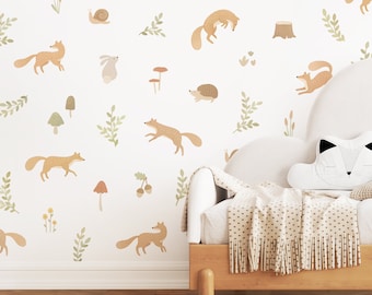 Woodland Animal Wall Decals - Removable, Reusable Wall Stickers - Woodland Nursery Decor, Fox Wall Decals, Forest Kids Room Decor