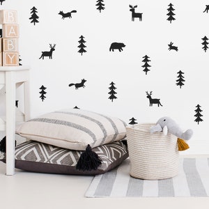 Woodland Wall Decals - Woodland Nursery Wall Stickers, Nursery Decals, Forest Decals, Tree Wall Decals, Animal Decals