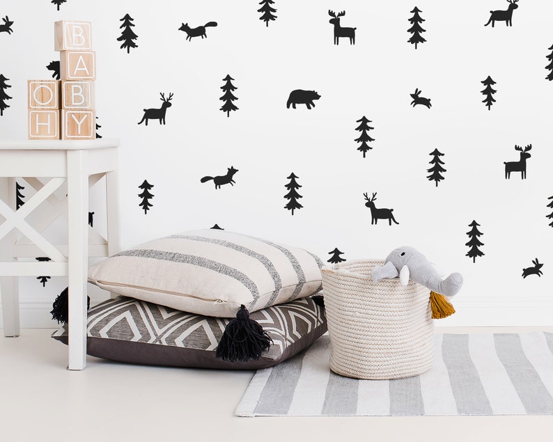 Woodland Wall Decals Woodland Nursery Wall Stickers Nursery Etsy