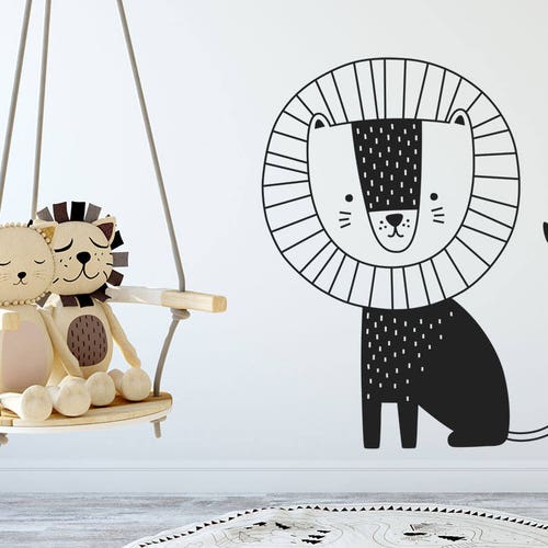 Lion Wall Decal Cute Nursery Wall Decal Jungle Animal Wall Etsy