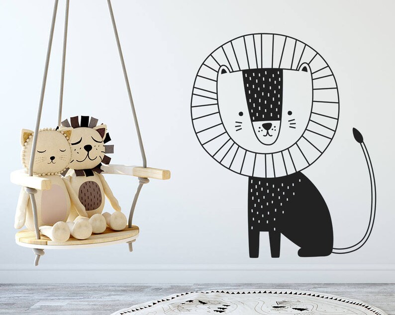 Lion Wall Decal Cute Nursery Wall Decal Jungle Animal Wall Etsy