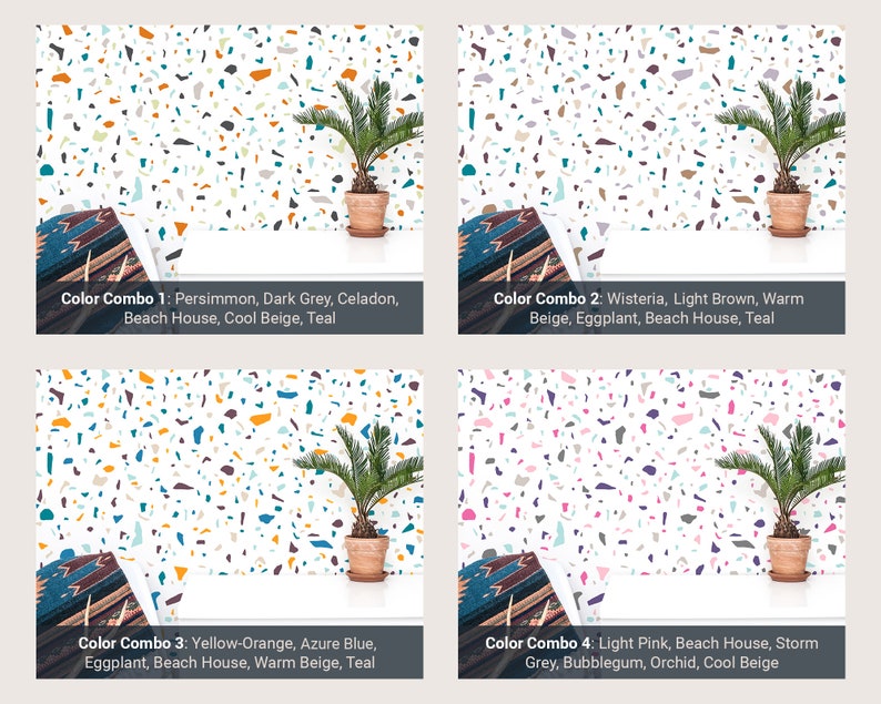 Terrazzo Wall Decals - Removable Wall Stickers, Abstract Modern Wall Art, Bedroom Wall Decor, Home Office Decor, Unique Gift for Home image 2