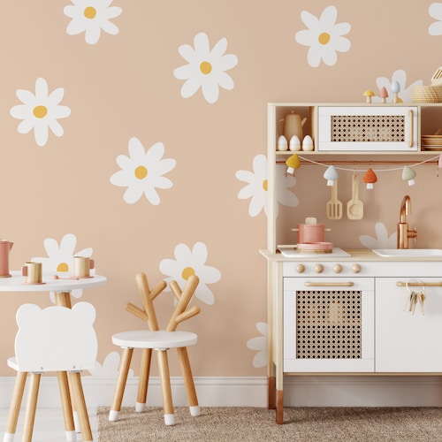 Boho Cute YELLOW DAISY Flower Decals Boho Nursery Wall Decal Etsy