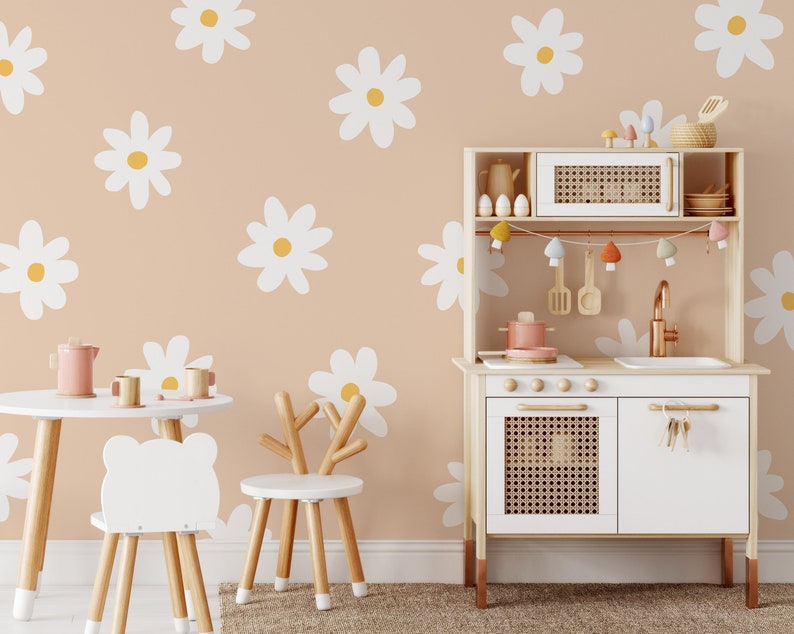 Daisy Wall Decals Nursery Decor, Kids Room Wall Art, Removable Flower Wall Stickers image 1