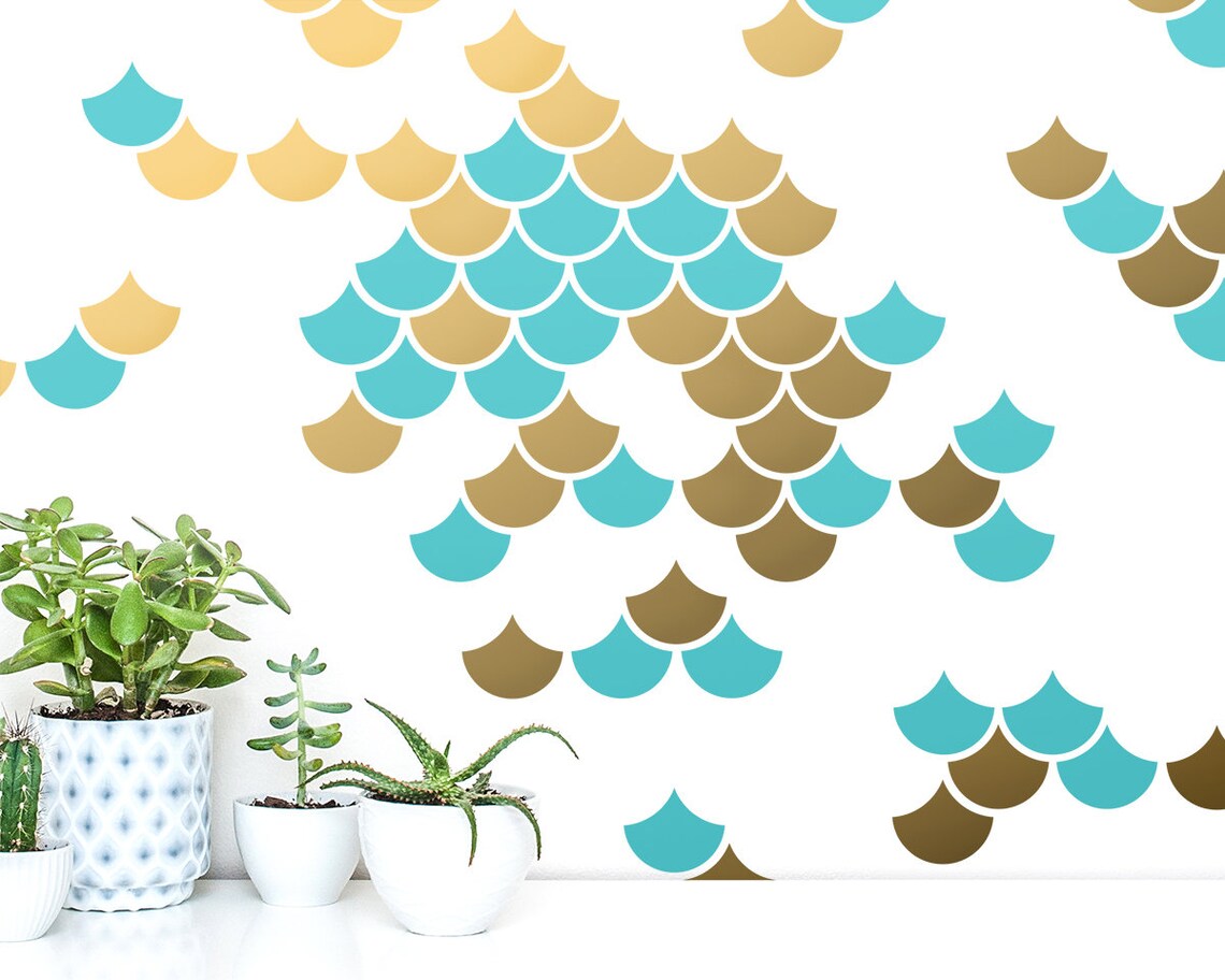 Mermaid Scale Wall Decals 2color Wall Decals Nursery Etsy