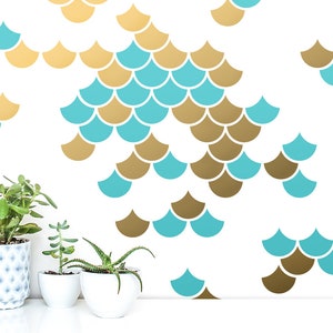 Mermaid Scale Wall Decals - 2-Color Wall Decals, Nursery Decals, Geometric Decals, Modern Wall Decals, Unique Wall Decor, Scales Decals