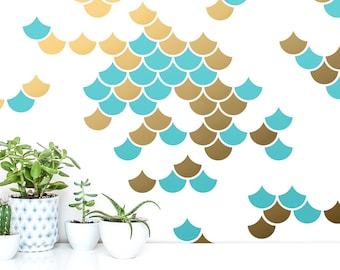 Mermaid Scale Wall Decals - 2-Color Wall Decals, Nursery Decals, Geometric Decals, Modern Wall Decals, Unique Wall Decor, Scales Decals