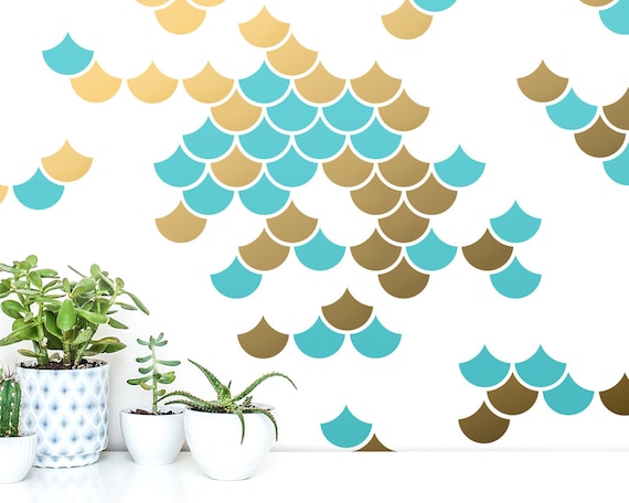 Mermaid Scale Wall Decals 2 Color Nursery