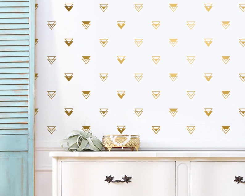 Geometric Triangle Wall Decals Gold Decals, Nursery Decals, Modern Decals, Unique Vinyl Wall Decals, Geometric Decor for Gifts and More image 1