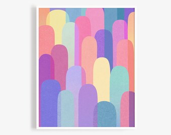 Colorful Arches Art Print - Abstract Wall Art, Kids Room Rainbow Art, Nursery Wall Decor, Eclectic Apartment Decor