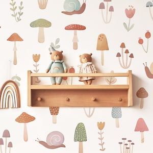 Adesivi murali a forma di fungo del bosco - Adesivi murali rimovibili e riutilizzabili - Decorazioni per la cameretta dei bambini nel bosco, decorazioni murali per la cameretta dei bambini, decorazioni murali con foresta