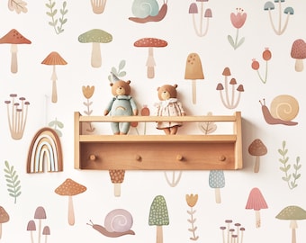 Woodland Mushroom Wall Decals - Verwijderbare, herbruikbare muurstickers - Woodland Nursery Decor, Kinderkamer Kunst aan de muur, Forest Wall Decor