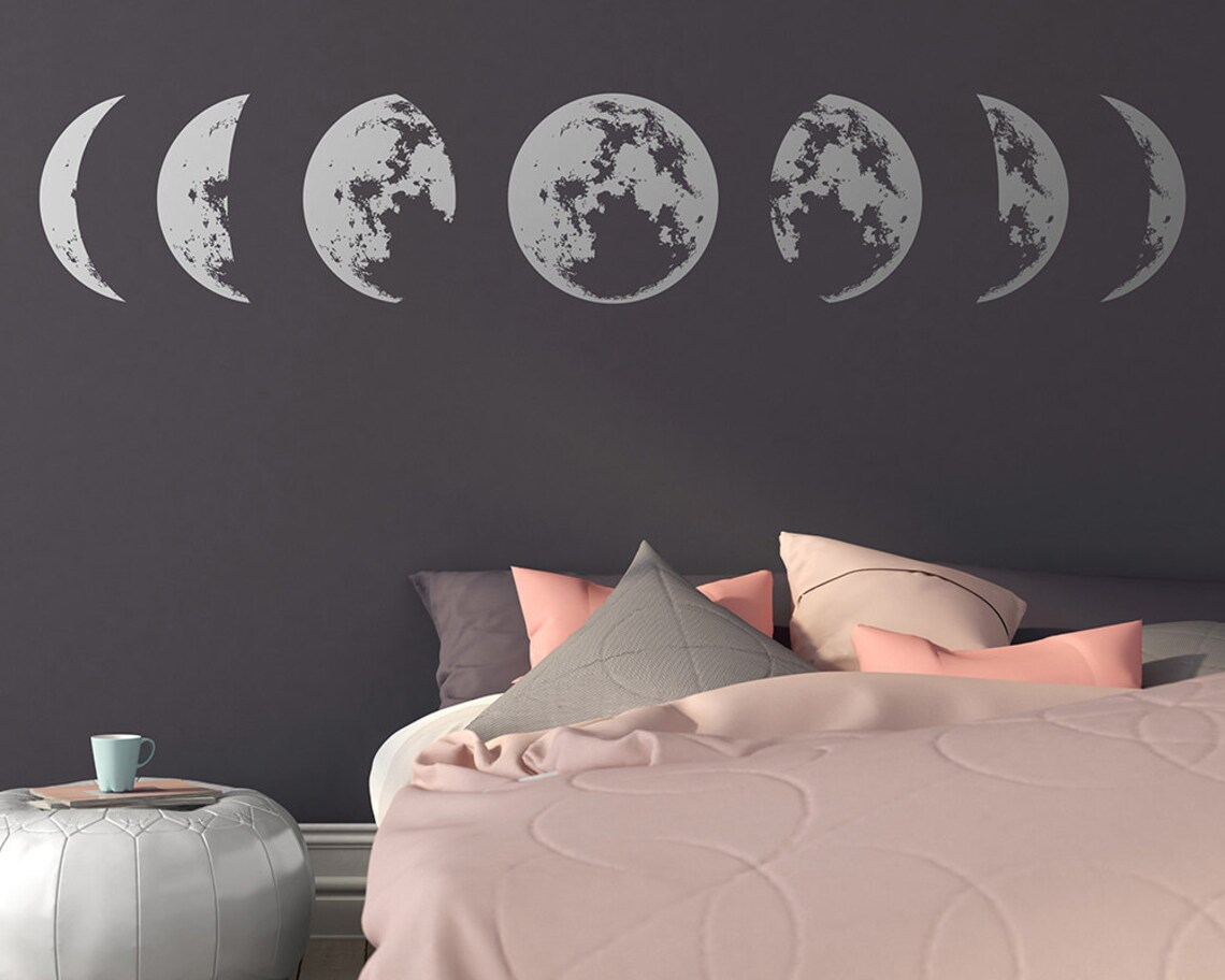 Moon Phases Wall Decal Moon Phase Decor Celestial Wall Art - Etsy