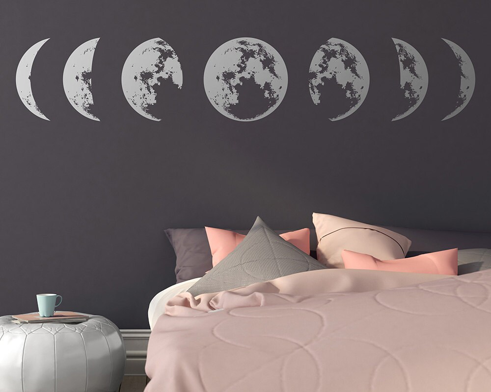 moon phases wall decal moon phase decor celestial wall art moon