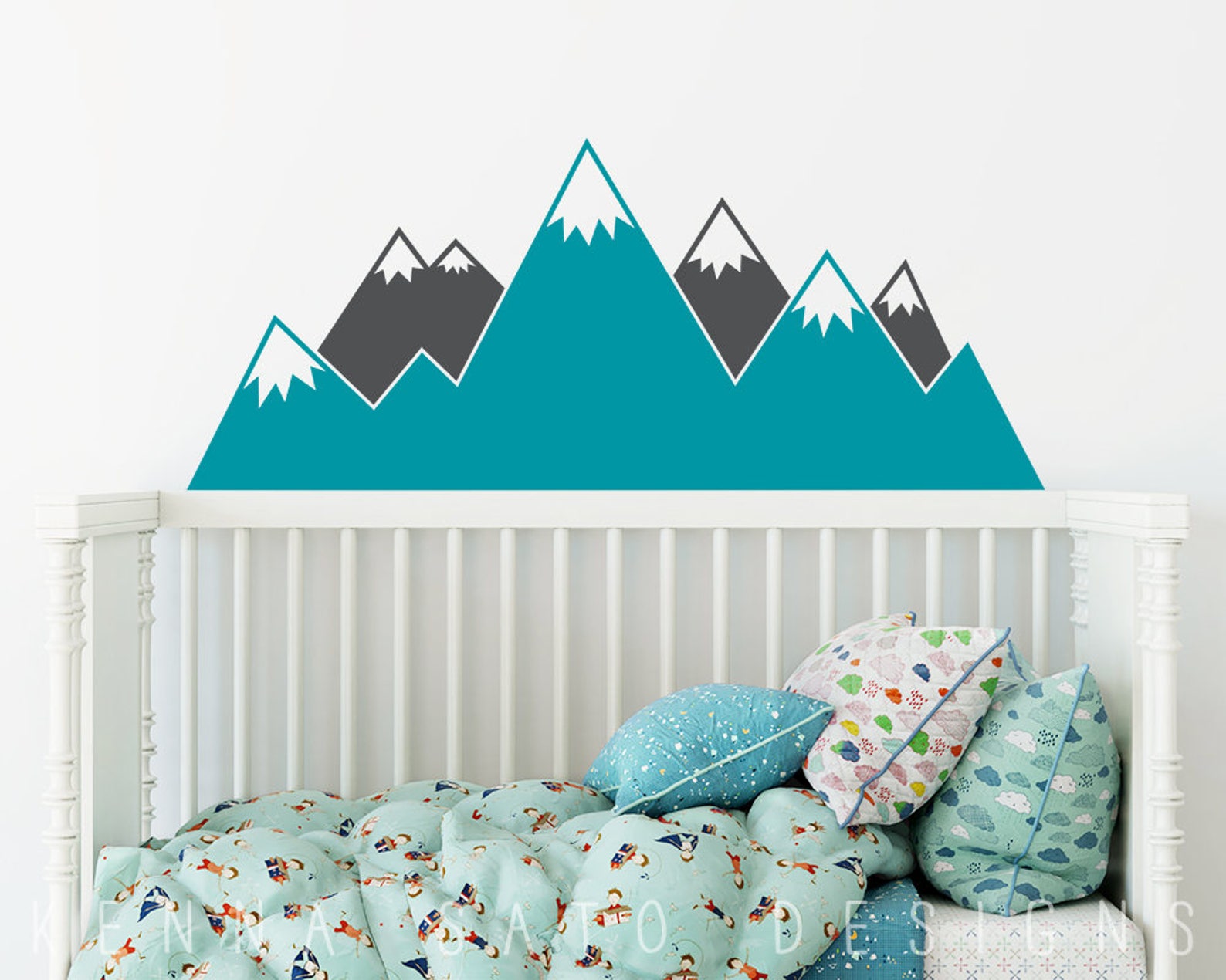 Mountain Wall Decal Multicolor Nursery Decal Mountain Etsy