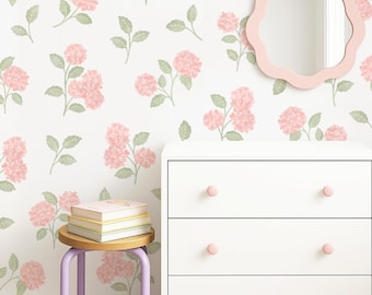 Hydrangea Wall Decals - Floral Nursery Decor, Watercolor Flower Wall Art, Botanical Wall Decals, Reusable and Removable Flower Wall Stickers