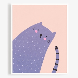 Cat Art Print - Nursery Wall Art, Kids Room Art, Baby Room Wall Decor, Cat Lover Gift