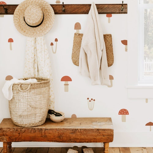 Mushroom Wall Decals Woodland Nursery Wall Stickers Boho Etsy