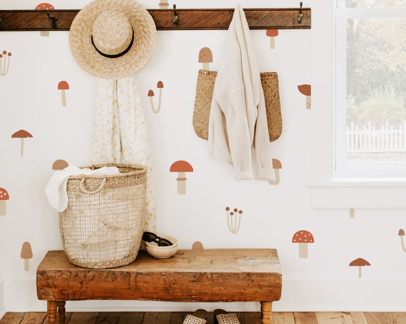 Mushroom Wall Decals Woodland Nursery Wall Stickers Boho Etsy