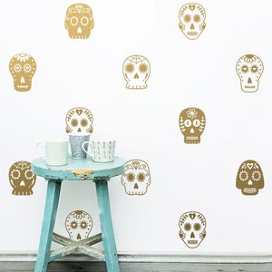 Sugar Skull Decals Halloween Decor, Wall Decals, Wall Decor, Skull Decal, Sugar Skull, Vinyl Decals, Nursery Decor, Wall Stickers image 1