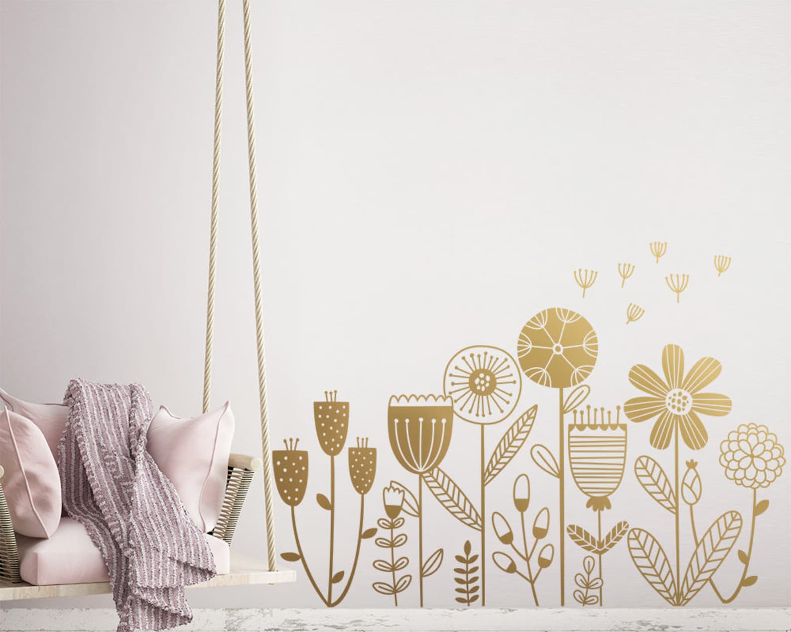 Flower Garden Wall Decal Flower Decals Dandelion Decal Etsy