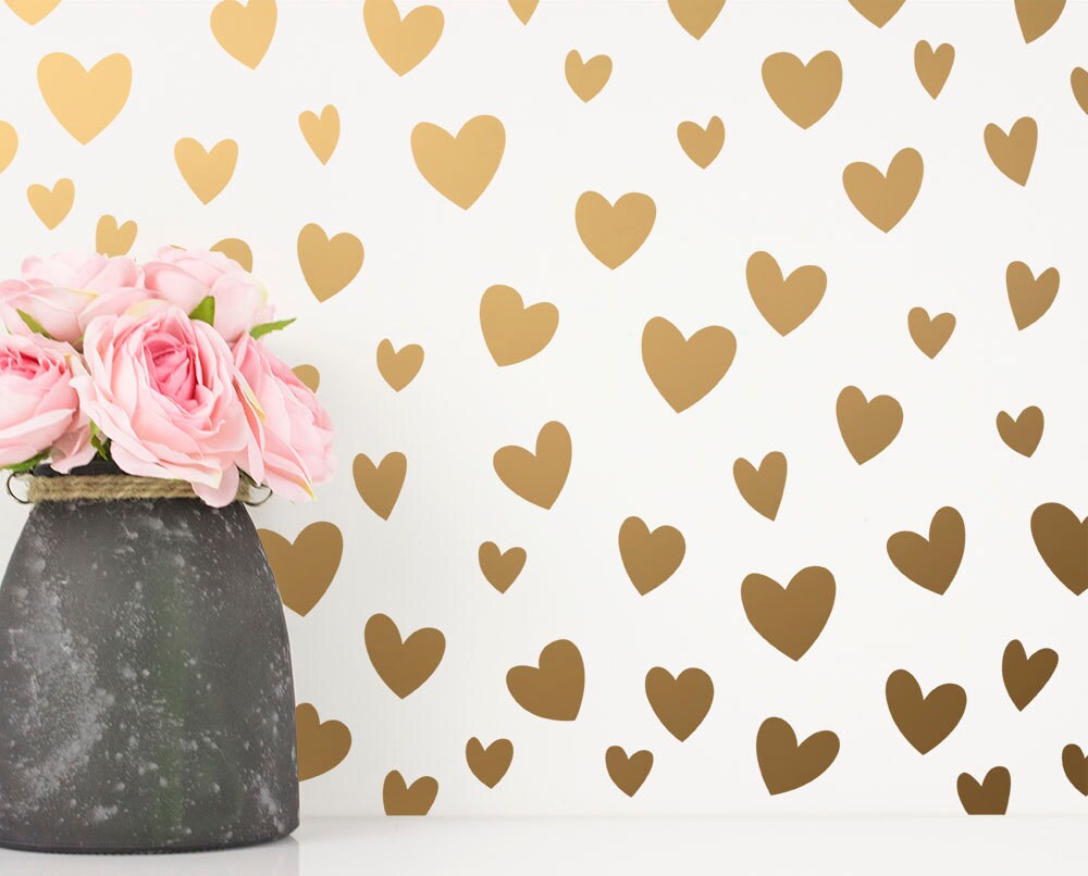 Heart Wall Decals Cute Hand Drawn Heart Wall Decals Nursery Etsy